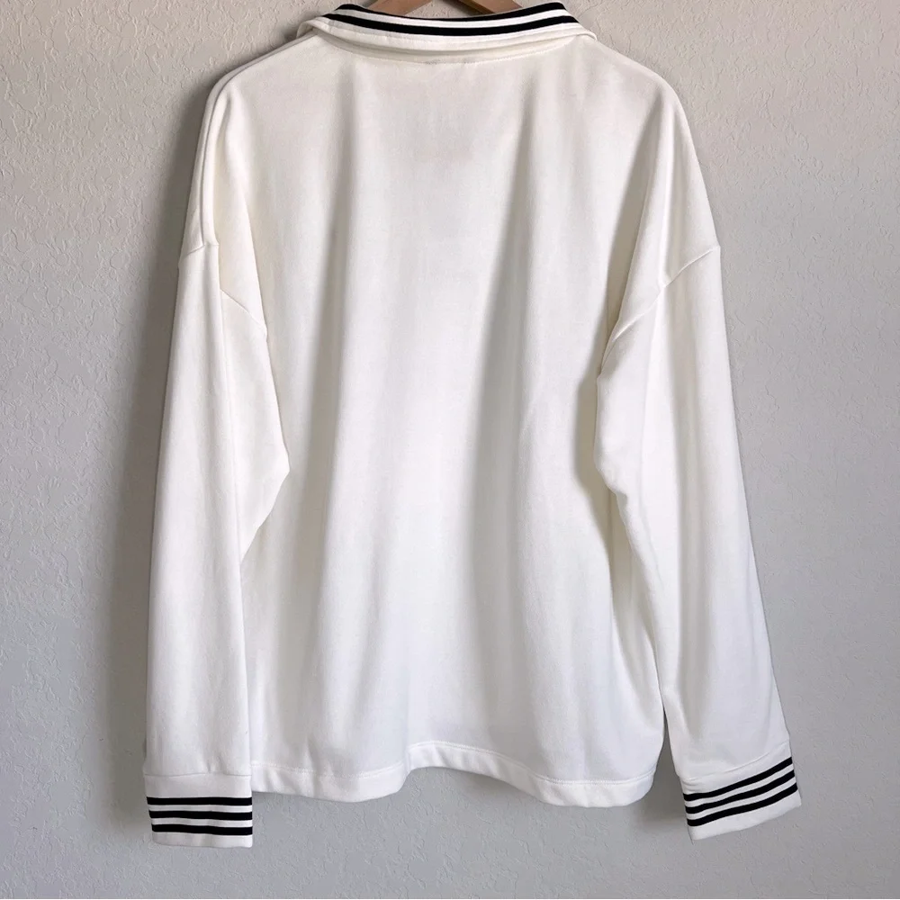 NAUTICA 1/4 Zip Polo Pullover Top Lightweight Sweatshirt White Navy NWT XXL - Picture 5 of 9